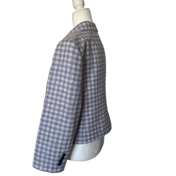 J.Crew Cropped double breasted blazer in Size 14 Heather Grey Purple Plaid - Picture 4 of 14